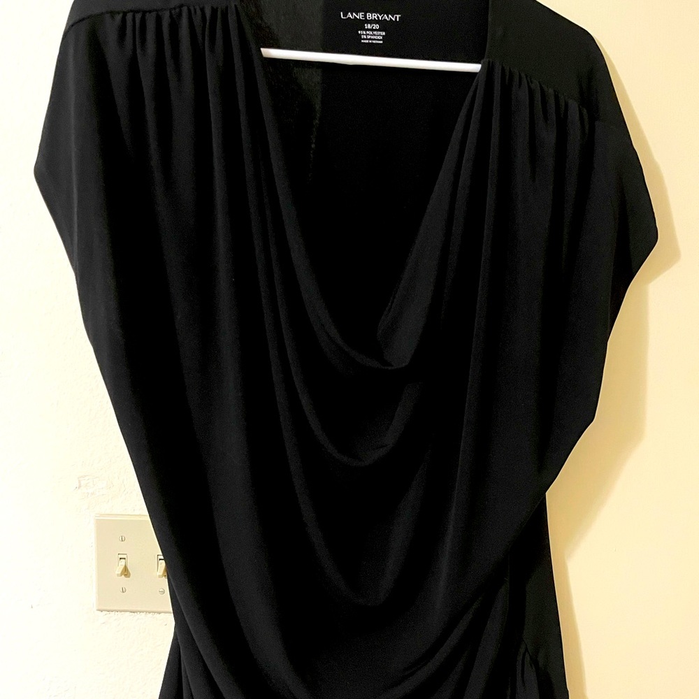 Lane Bryant Size 18/20 Black Ruched Cowl Neck Top